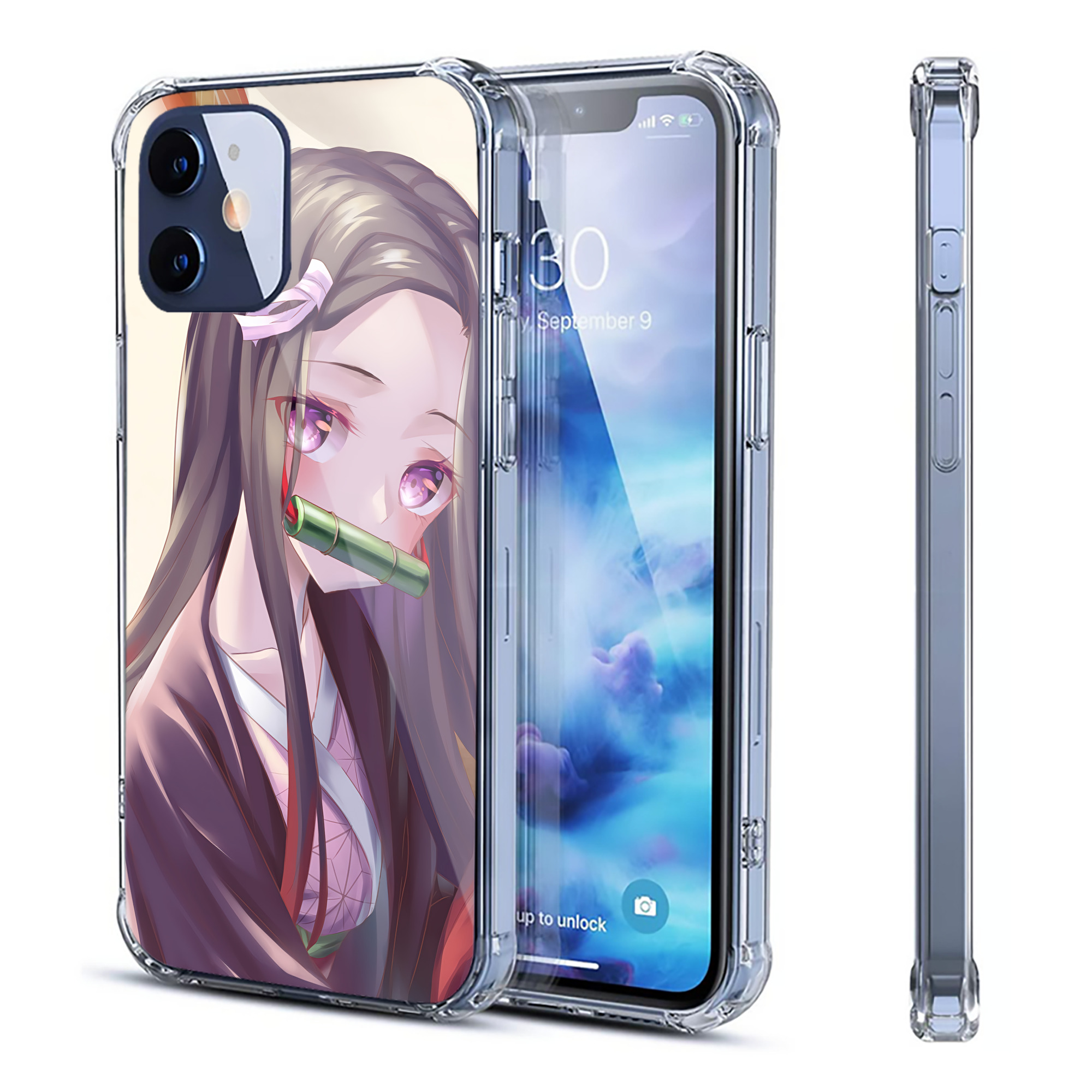 （画像用） 鬼滅の刃（きめつのやいば）竈門 禰󠄀豆子／かまど ねずこ Kamado Nezuko 【iPhone 12シリーズ対応】透明スマホケース（クリアソフトケース）